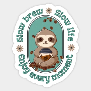 Cute sloth drinking coffee Sticker